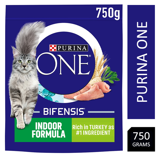 Purina ONE Indoor Dry Cat Food Turkey Wholegrain 750g GARDEN