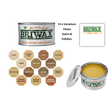 Briwax (Light Brown) Furniture Wax Polish, Cleans, Stains, and