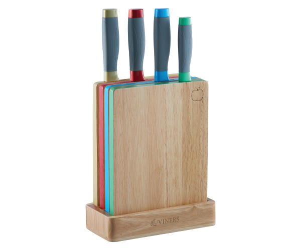 Viners Assure Colour Code Knife Block & Board Set