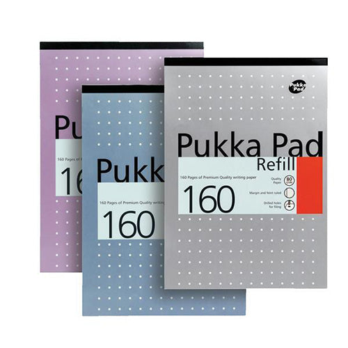 Pukka Pads Refill Pad Headbound Ruled with Margin Punched 80gsm 160pp A4 White Ref REF80/1 [Pack 6] - GARDEN & PET SUPPLIES