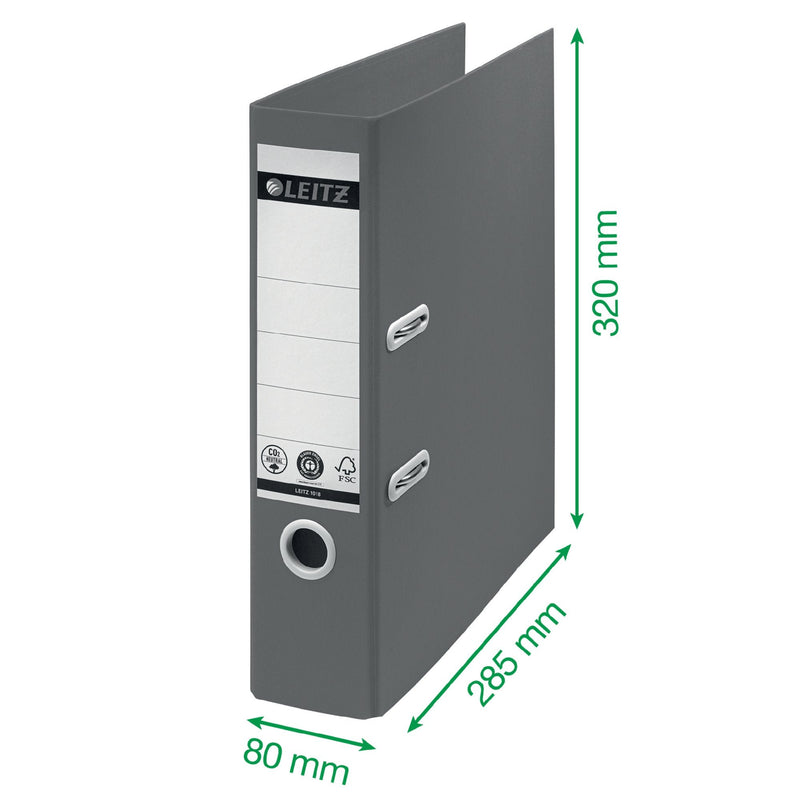 Leitz 180 Recycle Lever Arch File A4 80mm Spine Green 10180055 - GARDEN & PET SUPPLIES