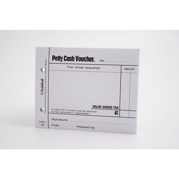 Guildhall Petty Cash Voucher Pad 127x101mm White 100 Pages (Pack 5) - 103-WHTZ - GARDEN & PET SUPPLIES