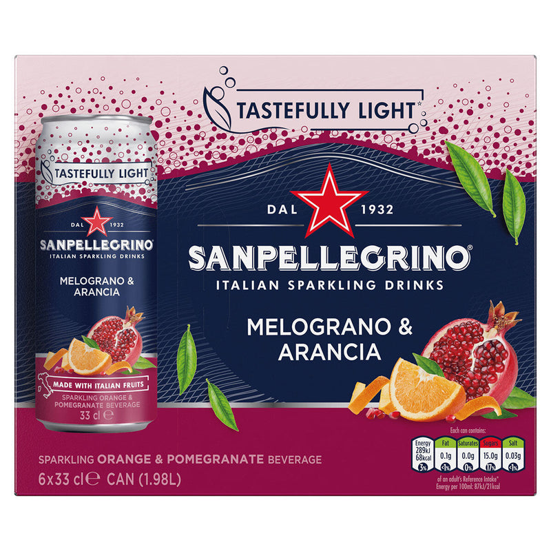 San Pellegrino Melograno Arancia (Pomegranate & Orange) Cans 24 x 330ml