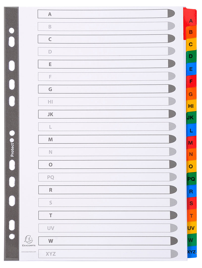 Exacompta Index A-Z A4 160gsm Card White with Coloured Mylar Tabs - 1111E - GARDEN & PET SUPPLIES