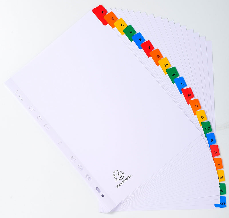 Exacompta Index A-Z A4 160gsm Card White with Coloured Mylar Tabs - 1111E - GARDEN & PET SUPPLIES