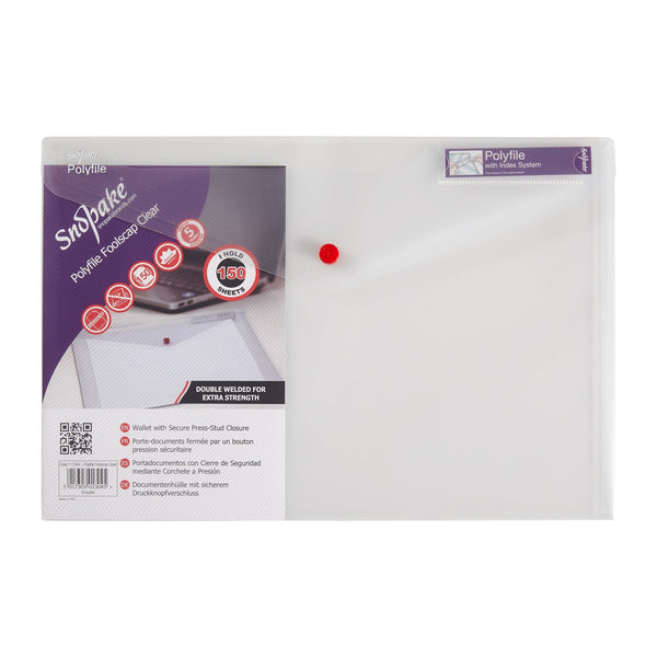 Snopake Polyfile Wallet File Polypropylene Foolscap Clear (Pack 5) - 11154X - GARDEN & PET SUPPLIES