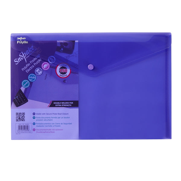 Snopake Polyfile Wallet File Polypropylene Foolscap Electra Purple (Pack 5) - 11162 - GARDEN & PET SUPPLIES