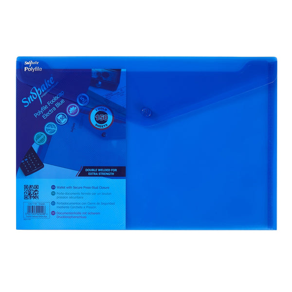 Snopake Polyfile Wallet File Polypropylene Foolscap Electra Blue (Pack 5) - 11164 - GARDEN & PET SUPPLIES