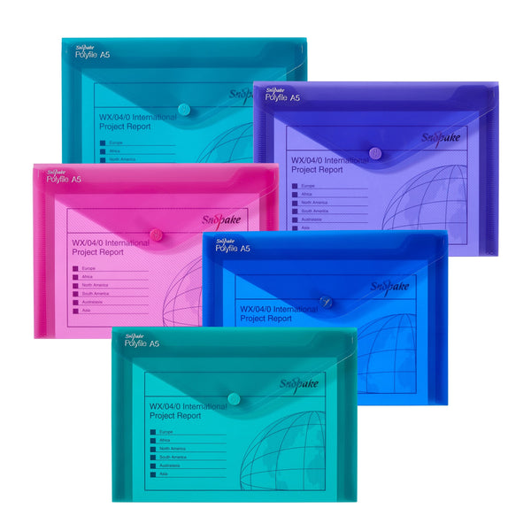 Snopake Polyfile Wallet File Polypropylene A5 Electra Assorted Colours (Pack 5) - 11355 - GARDEN & PET SUPPLIES