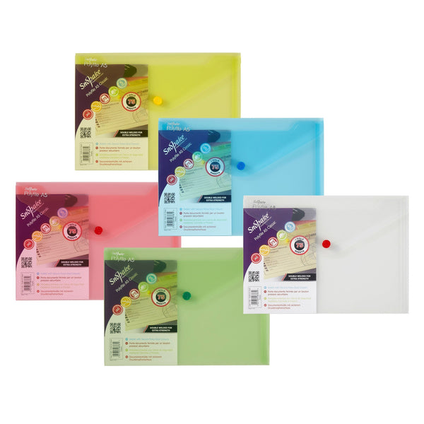 Snopake Polyfile Wallet File Polypropylene A5 Classic Assorted Colours (Pack 5) - 11395 - GARDEN & PET SUPPLIES