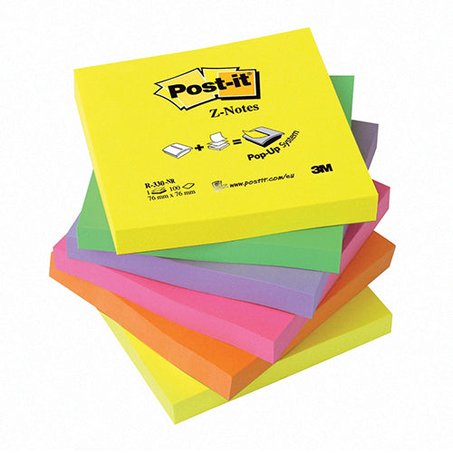 Post-it Z-Notes 76x76mm Neon Rainbow (Pack of 6 x 100) R330NR - GARDEN & PET SUPPLIES