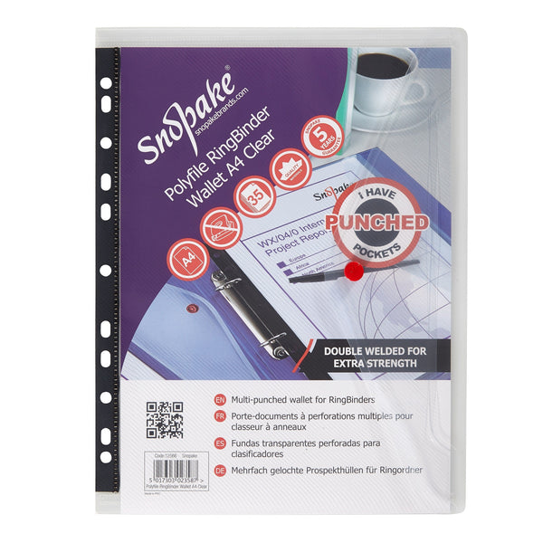 Snopake Polyfile Ring Binder Wallet File A4 Clear (Pack 5) - 12566 - GARDEN & PET SUPPLIES