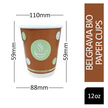 12oz Belgravia Biodegradable Double Walled Cups (500's) - GARDEN & PET SUPPLIES