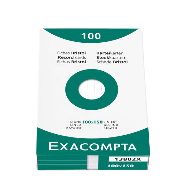 Exacompta Record Cards Ruled 150x100mm White (Pack 100) 13802X - GARDEN & PET SUPPLIES