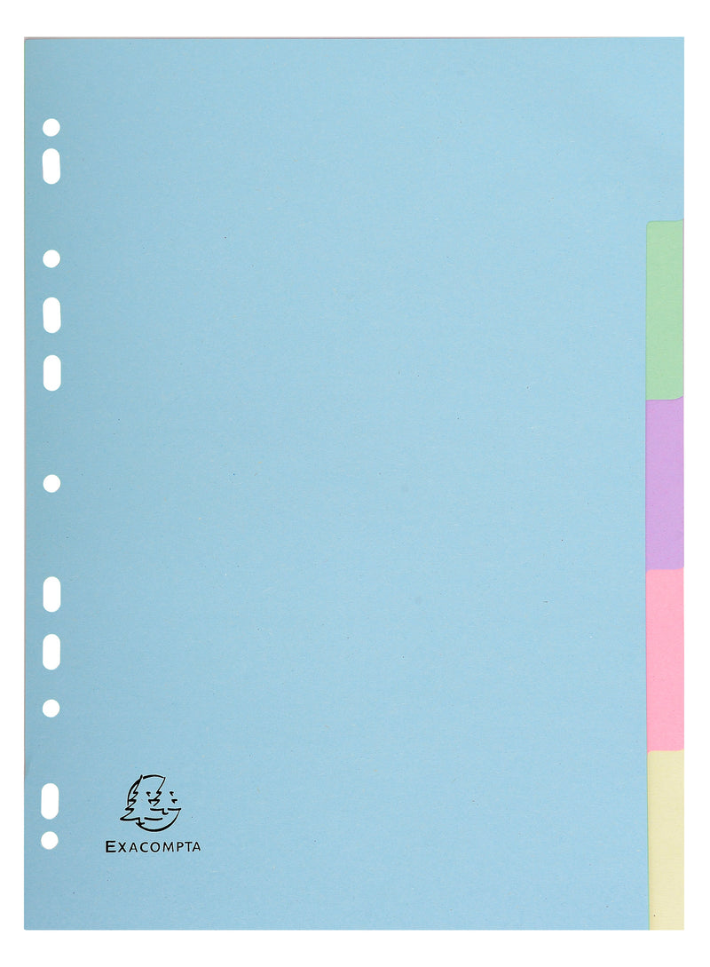 Exacompta Forever Recycled Divider 5 Part A4 170gsm Card Assorted Colours - 1605E - GARDEN & PET SUPPLIES