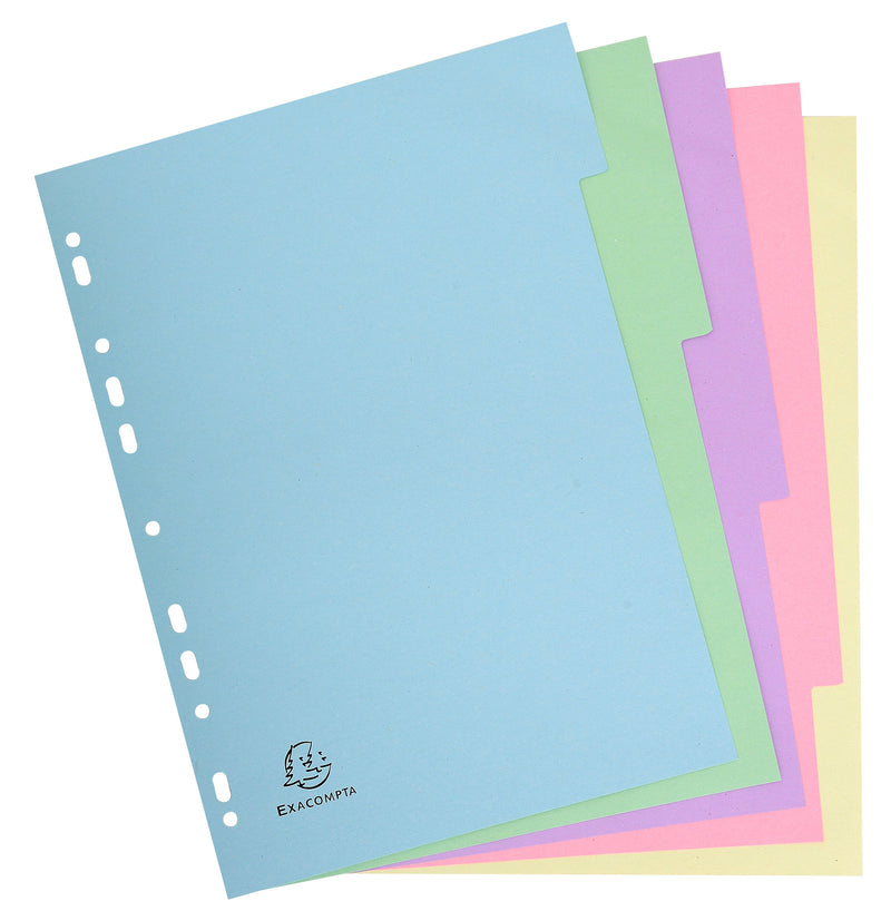 Exacompta Forever Recycled Divider 5 Part A4 170gsm Card Assorted Colours - 1605E - GARDEN & PET SUPPLIES