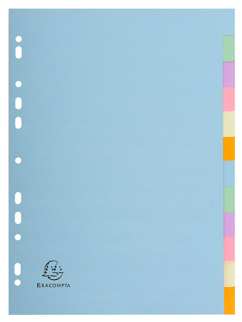 Exacompta Forever Recycled Divider 12 Part A4 170gsm Card Assorted Colours - 1612E - GARDEN & PET SUPPLIES