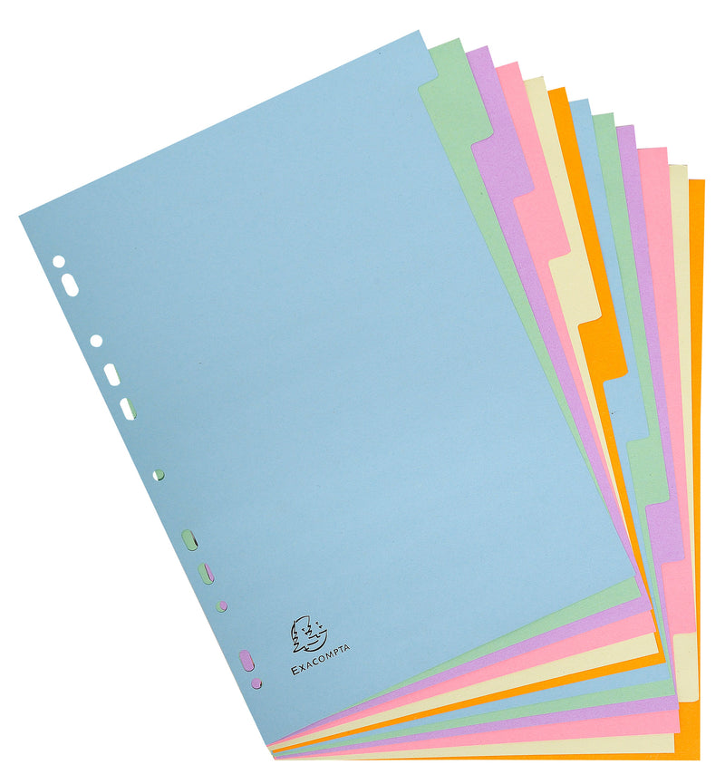 Exacompta Forever Recycled Divider 12 Part A4 170gsm Card Assorted Colours - 1612E - GARDEN & PET SUPPLIES