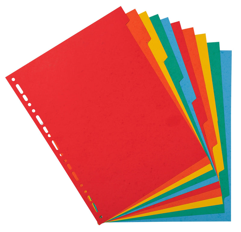 Exacompta Forever Recycled Divider 10 Part A4 220gsm Card Vivid Assorted Colours - 2010E - GARDEN & PET SUPPLIES