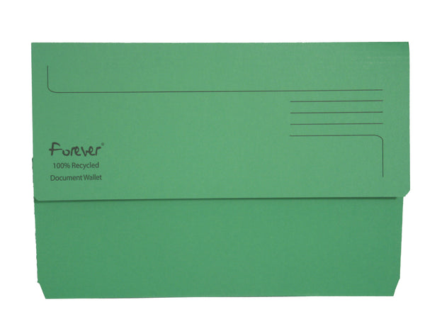 Exacompta Forever Document Wallet Manilla Foolscap Half Flap 290gsm Green (Pack 25) - 211/5004Z - GARDEN & PET SUPPLIES