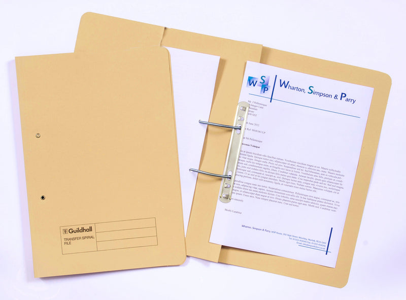 Guildhall Spring Pocket Transfer File Foolscap 420gsm Yellow (Pack 25) - 211/6003Z - GARDEN & PET SUPPLIES