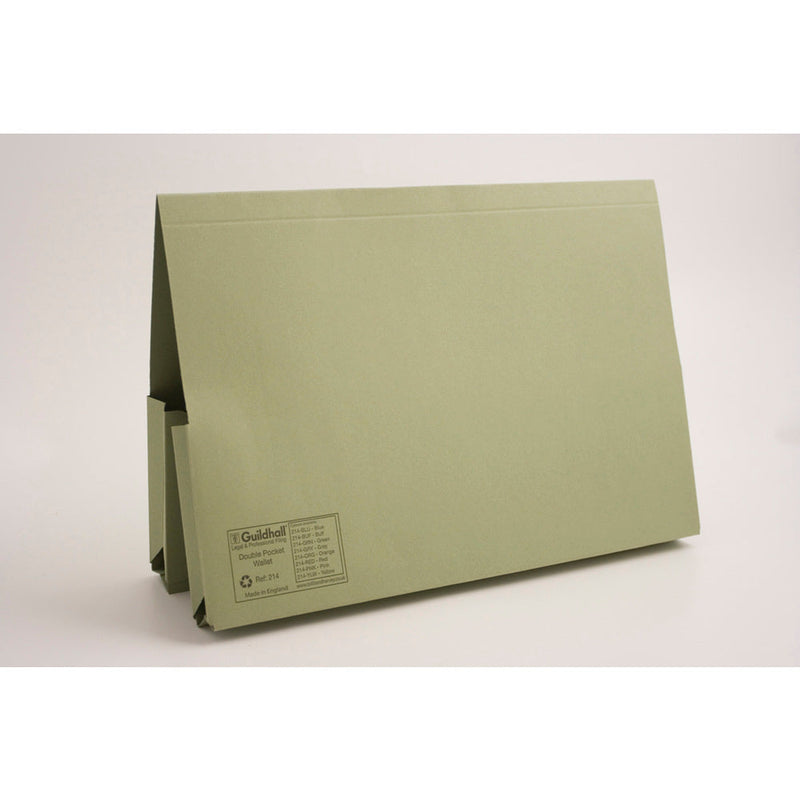 Guildhall Double Pocket Legal Wallet Manilla Foolscap 315gsm Green (Pack 25) - 214-GRNZ - GARDEN & PET SUPPLIES