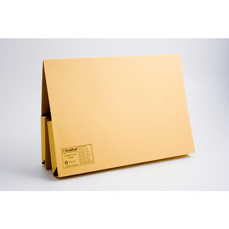 Guildhall Double Pocket Legal Wallet Manilla Foolscap 315gsm Yellow (Pack 25) - 214-YLWZ - GARDEN & PET SUPPLIES