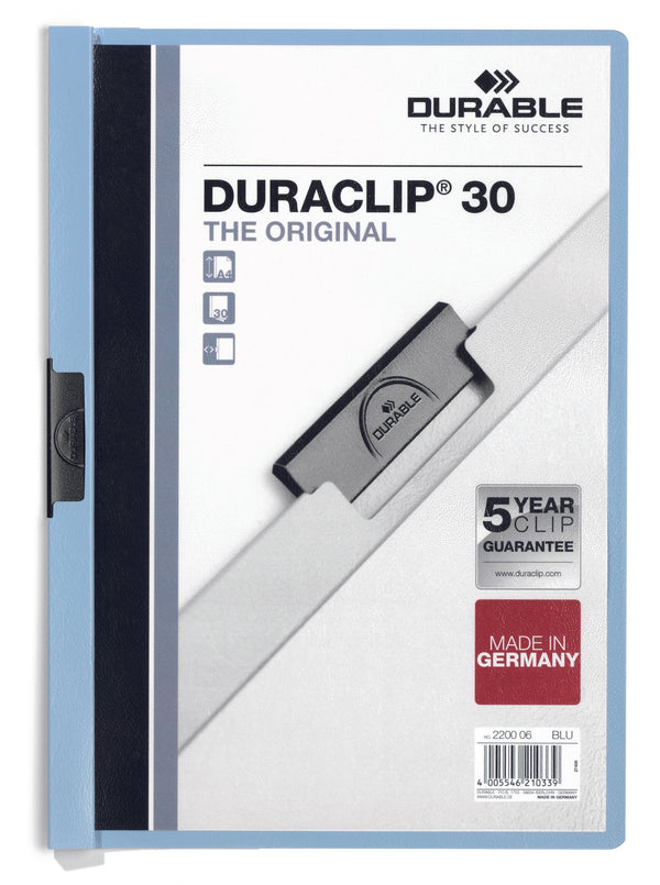 Durable Duraclip 30 Report File 3mm A4 Blue (Pack 25) 220006 - GARDEN & PET SUPPLIES