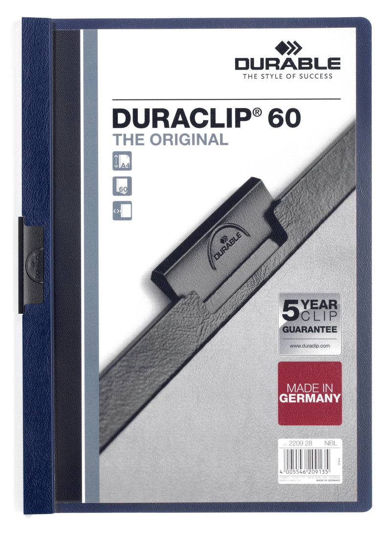 Durable Duraclip 60 Report File 6mm A4 Midnight Blue (Pack 25) 220928 - GARDEN & PET SUPPLIES