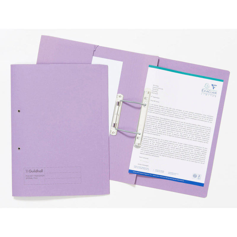 Guildhall Spring Pocket Transfer File Manilla Foolscap 315gsm Mauve (Pack 25) - 349-MVEZ - GARDEN & PET SUPPLIES