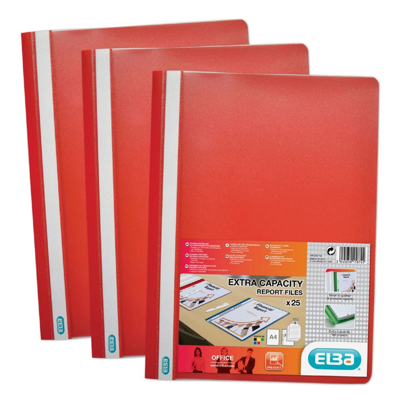 Elba Report File Clear Front Plastic Red Pack 50 400055034 - GARDEN & PET SUPPLIES