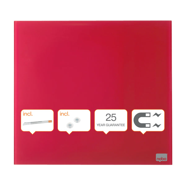 Nobo Magnetic Glass Whiteboard Tile 450x450mm Red 1903955 - GARDEN & PET SUPPLIES