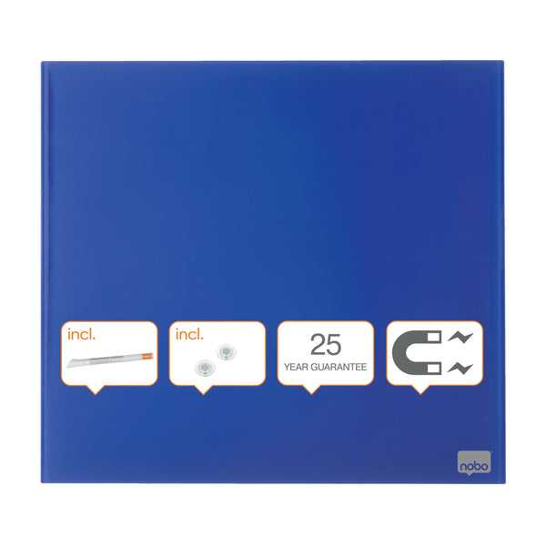 Nobo Magnetic Glass Whiteboard Tile 450x450mm Blue 1903953 - GARDEN & PET SUPPLIES