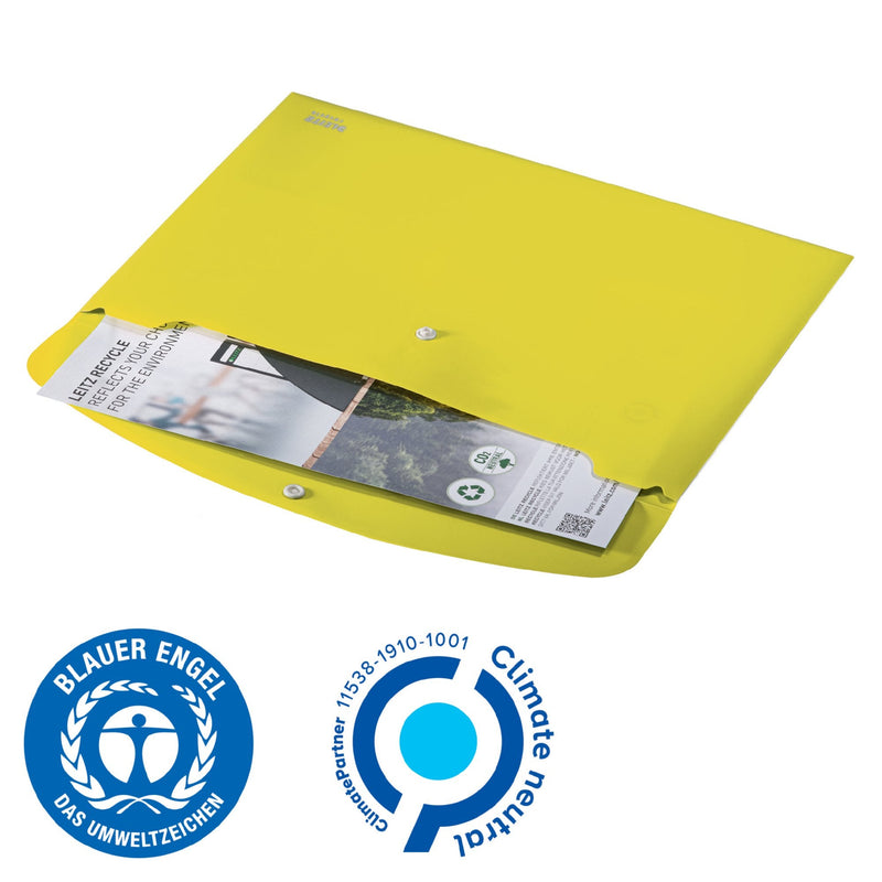 Leitz Recycle Polypropylene Document Wallet With Push Button Closure Yellow 46780015 - GARDEN & PET SUPPLIES