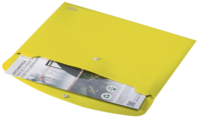 Leitz Recycle Polypropylene Document Wallet With Push Button Closure Yellow 46780015 - GARDEN & PET SUPPLIES