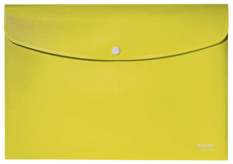 Leitz Recycle Polypropylene Document Wallet With Push Button Closure Yellow 46780015 - GARDEN & PET SUPPLIES