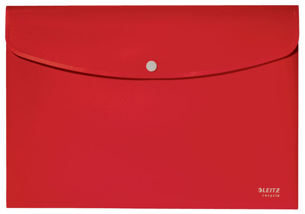 Leitz Recycle Polypropylene Document Wallet With Push Button Closure Red 46780025 - GARDEN & PET SUPPLIES