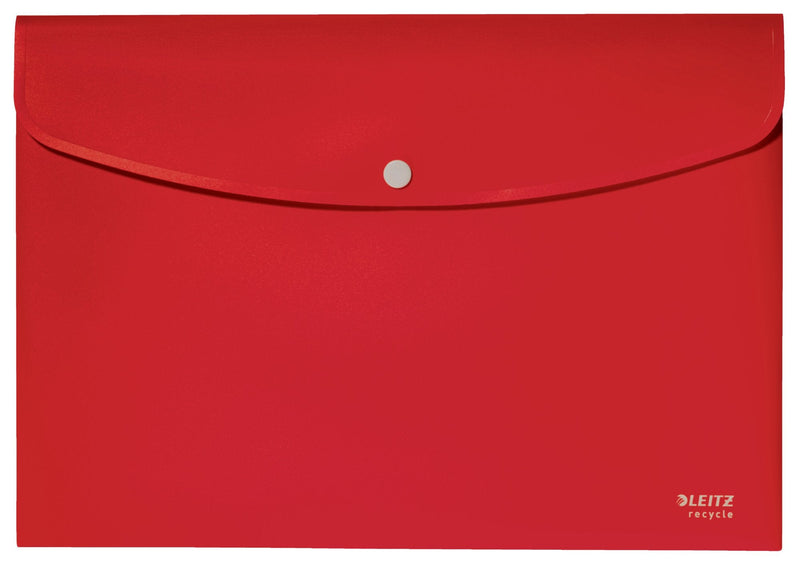 Leitz Recycle Polypropylene Document Wallet With Push Button Closure Red 46780025 - GARDEN & PET SUPPLIES