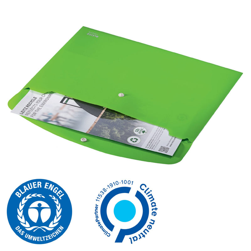 Leitz Recycle Polypropylene Document Wallet With Push Button Closure Green 46780055 - GARDEN & PET SUPPLIES