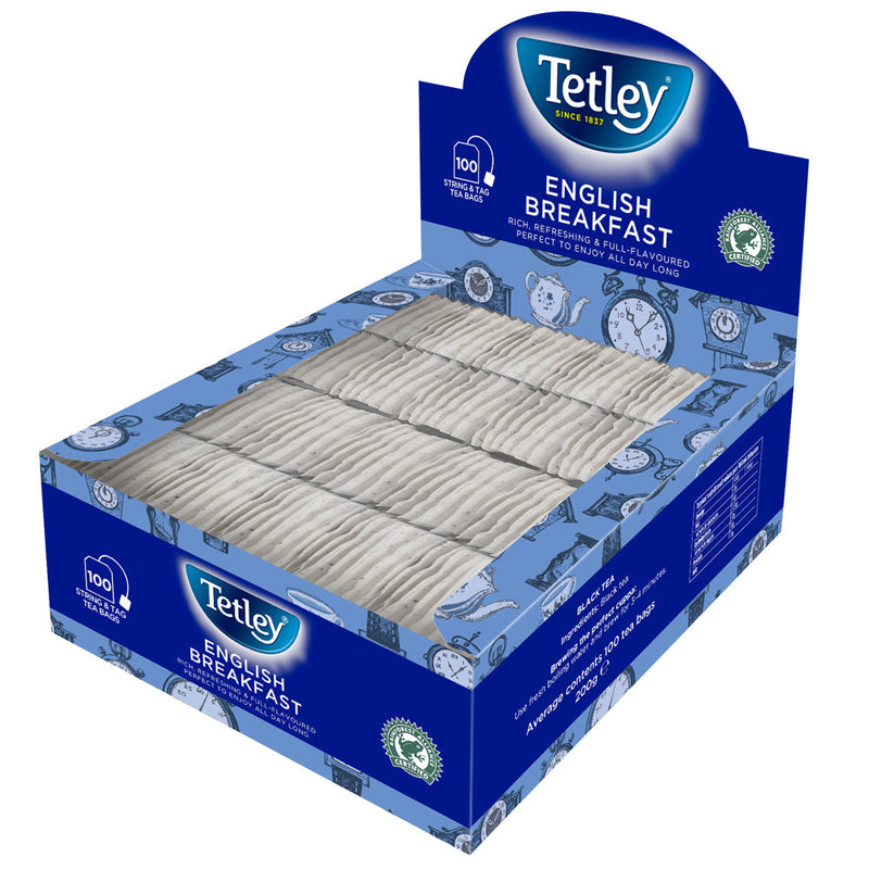 Tetley English Breakfast String & Tag Tea Bags 100s - GARDEN & PET SUPPLIES