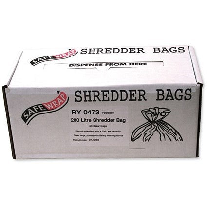 Safewrap Shredder Bag 200 Litre {Pack 50} - GARDEN & PET SUPPLIES