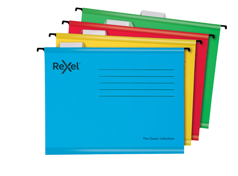 Rexel Classic A4 Suspension File Card 15mm V Base Assorted Colours (Pack 10) 2115585 - GARDEN & PET SUPPLIES