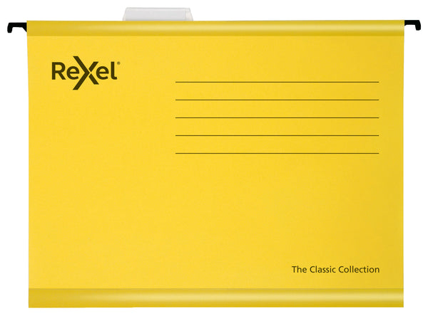 Rexel Classic A4 Suspension File Card 15mm V Base Yellow (Pack 25) 2115588 - GARDEN & PET SUPPLIES