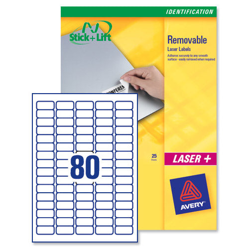 Avery Mini Labels Removable Laser 80 per Sheet 35.6x16.9mm White Ref L4732REV-25 [2000 Labels] - GARDEN & PET SUPPLIES