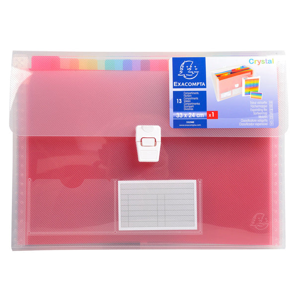 Exacompta Expanding File Polypropylene 330x250mm 13 Pocket Clear - 55298E - GARDEN & PET SUPPLIES