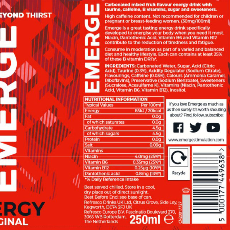 Emerge Regular Energy Drink Multipack 24 x 250ml