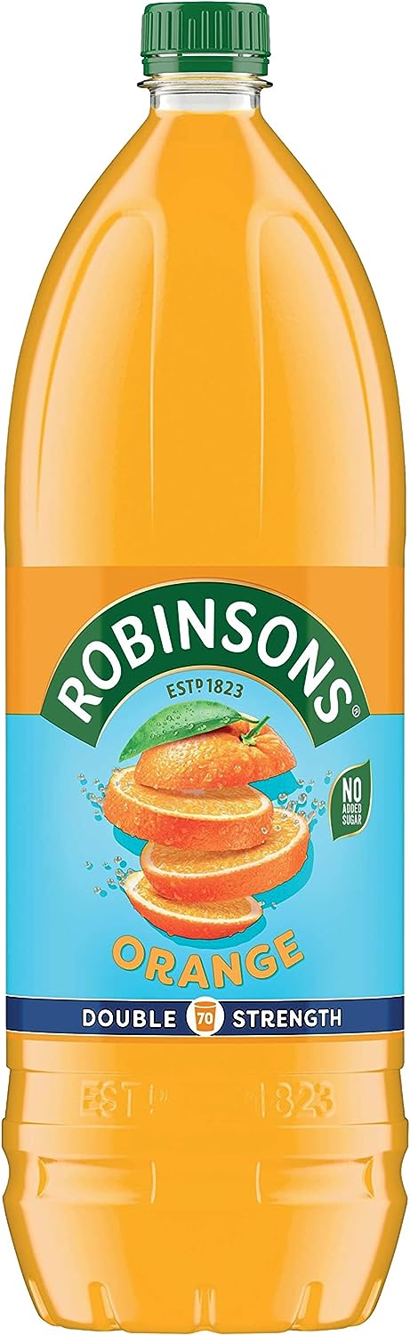 Robinsons Double Concentrate Orange Squash No Added Sugar 1.75 Litre (Pack of 2)