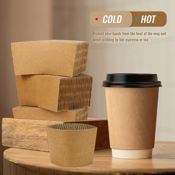 8oz Kraft Paper Cup Sleeves x 1000