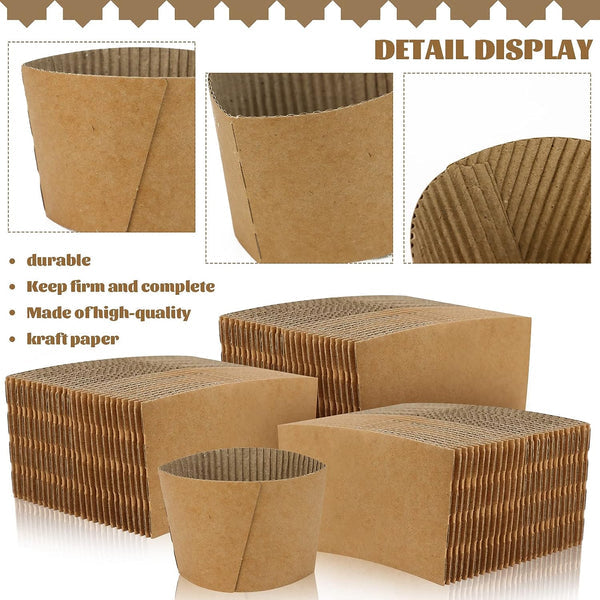 8oz Kraft Paper Cup Sleeves x 1000