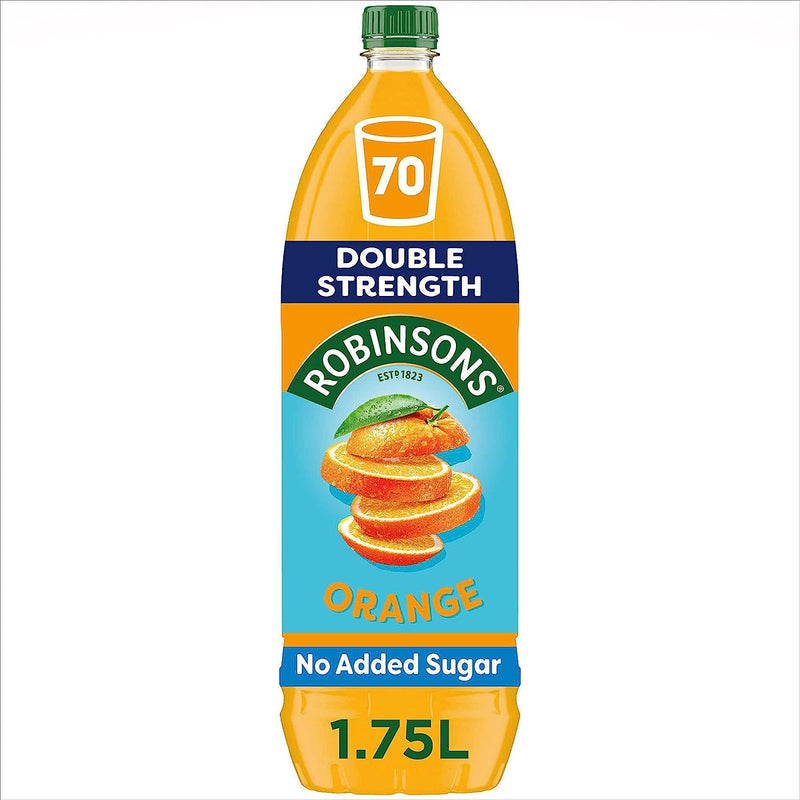 Robinsons Double Concentrate Orange Squash No Added Sugar 1.75 Litre (Pack of 2)